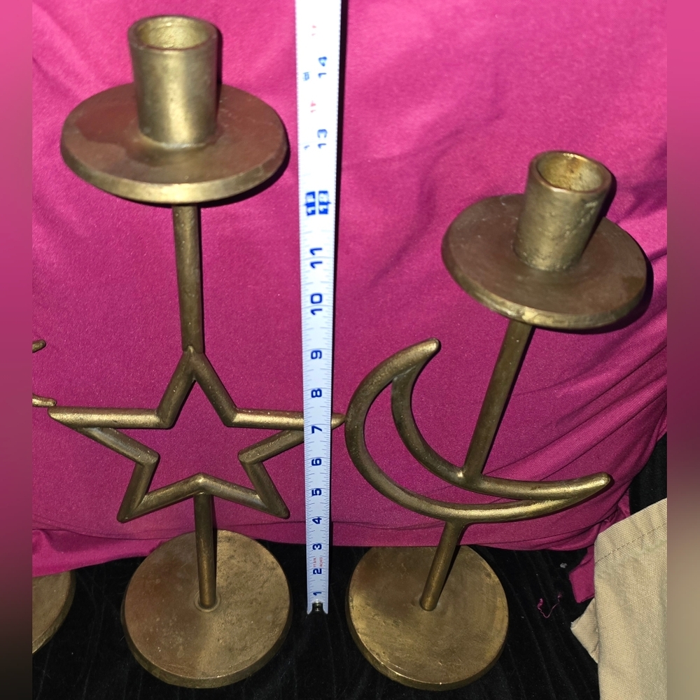 Vintage Wrough Iron Sun, Moon, and Star Celestial Candle Holders - Picture 5 of 10